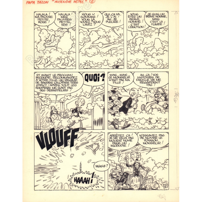 Hachel - Planche originale Papa Talon "Incendie Hôtel" pl.8