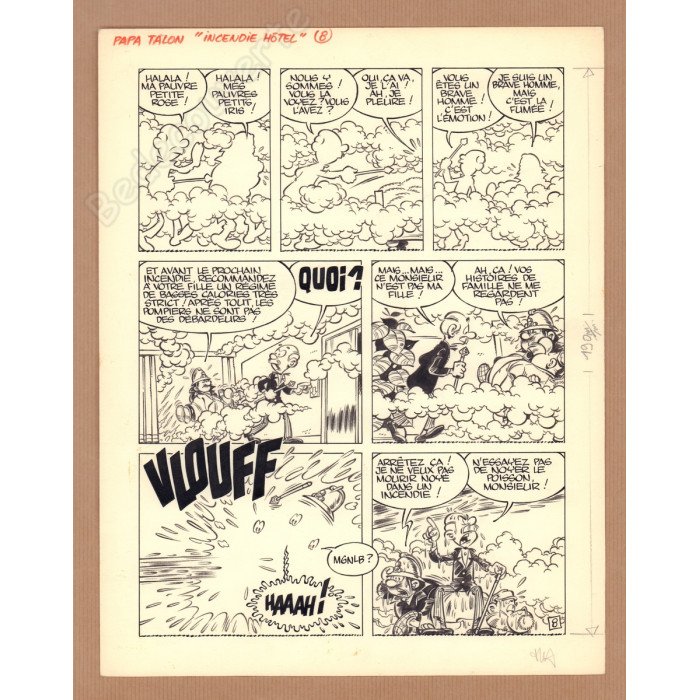 Hachel - Planche originale Papa Talon "Incendie Hôtel" pl.8