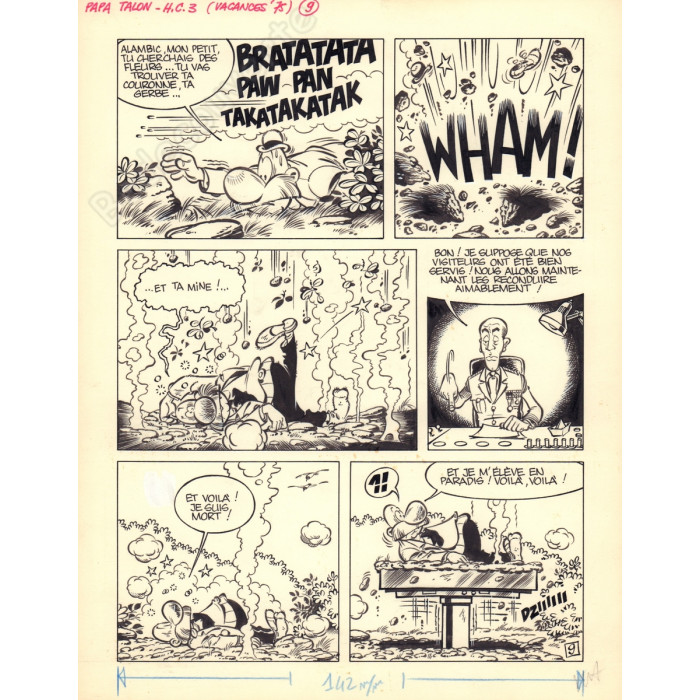 Hachel - Planche originale Papa Talon "Vacances 75" pl.9