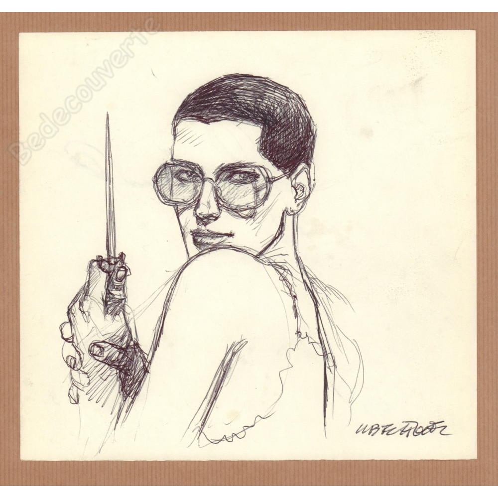 Liberatore Tanino - Dessin Original La Femme Au Poignard