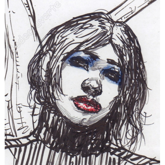 Liberatore Tanino - Dessin Original Portrait de Femme- K