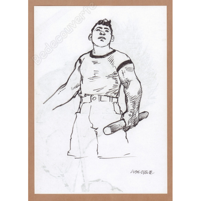 Liberatore Tanino - Dessin Original L'Homme Au Bâton