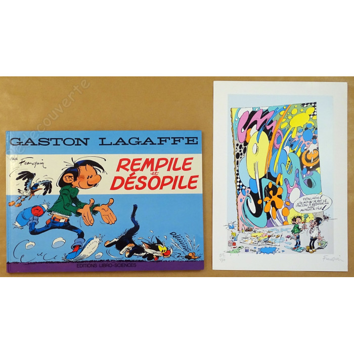 Franquin - Gaston Lagaffe Rempile et Désopile Tirage de Luxe avec Sérigraphie