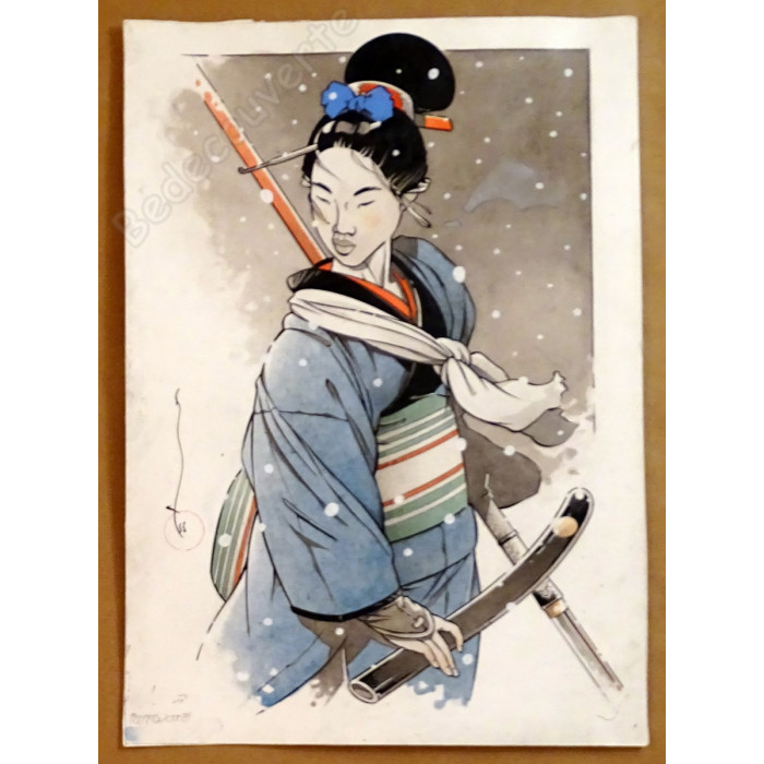Michetz - Dessin Original Geisha à l'Arc