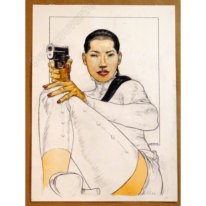 Liberatore Tanino - Dessin Original La femme au Pistolet
