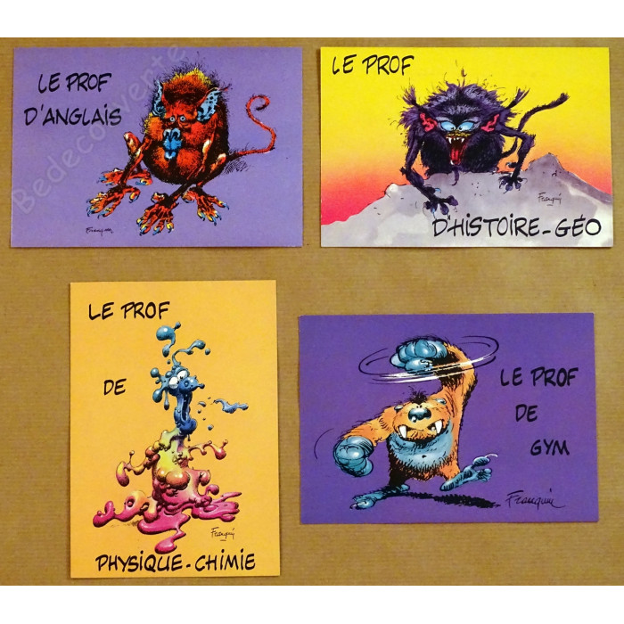 Franquin - Lot de 4 Cartes Postales Les Profs