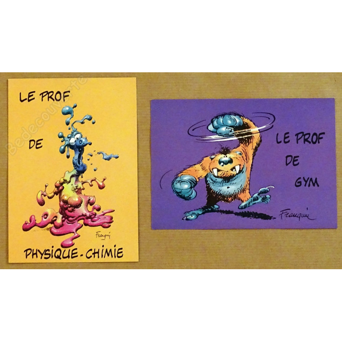 Franquin - Lot de 4 Cartes Postales Les Profs