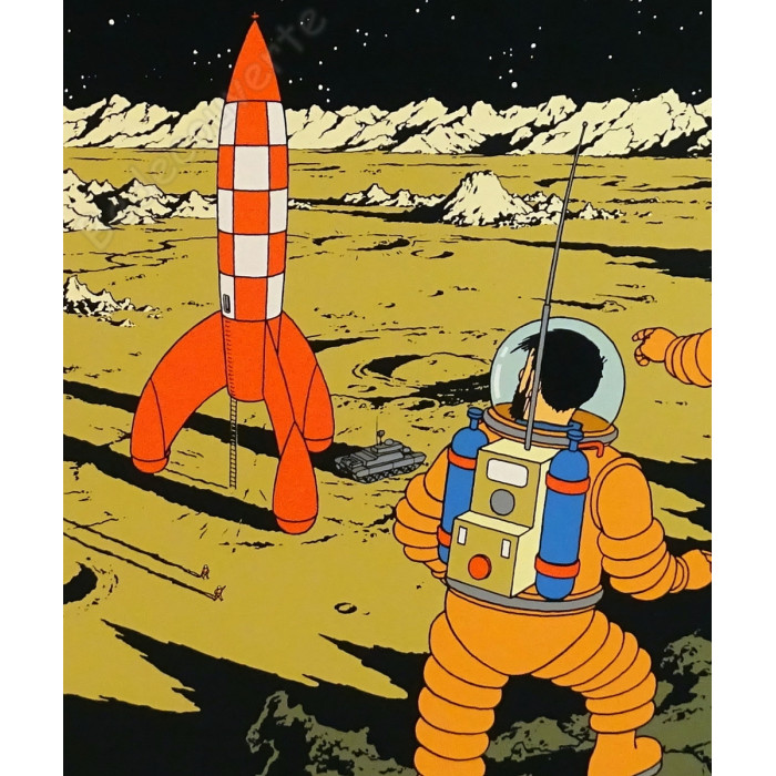 Hergé - Affiche Tintin On A Marché sur La Lune