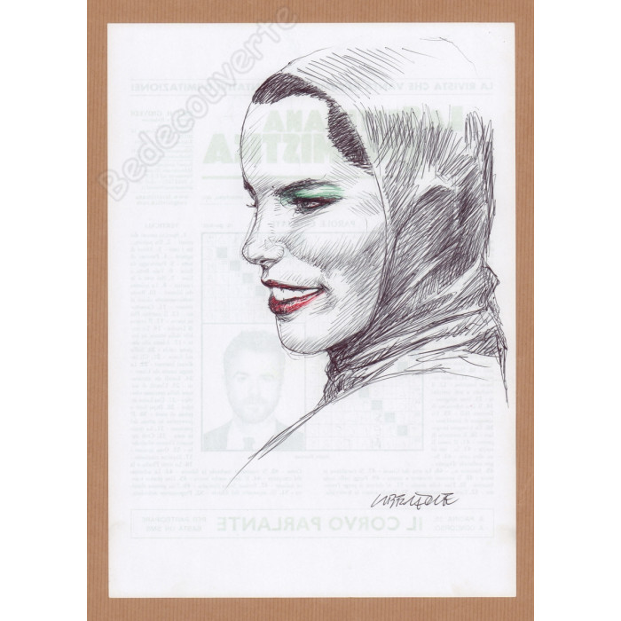 Liberatore Tanino - Dessin Original Portrait de Femme- O