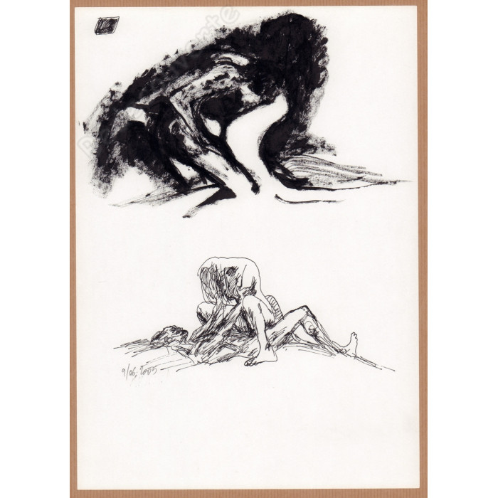 Baudoin Edmond - Dessin Original Le Couple 14
