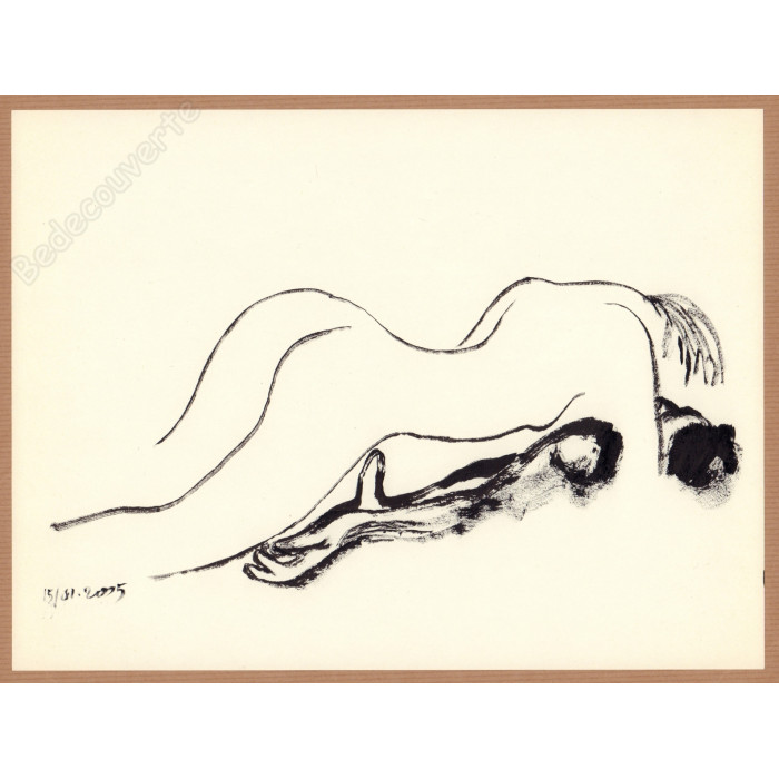 Baudoin Edmond - Dessin Original Silhouette De Femme
