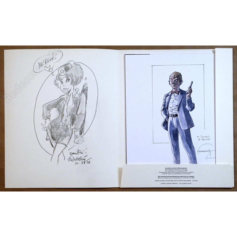 Collectif - Portfolio Hommage à Maurice Tillieux 205/300 + Dédicace Walthéry