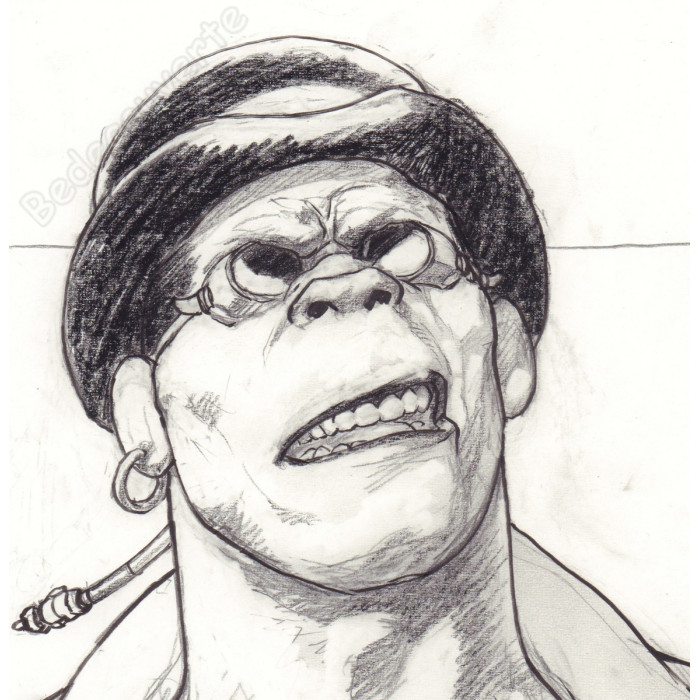 Liberatore Tanino - Dessin Original Portrait RanXerox au chapeau melon