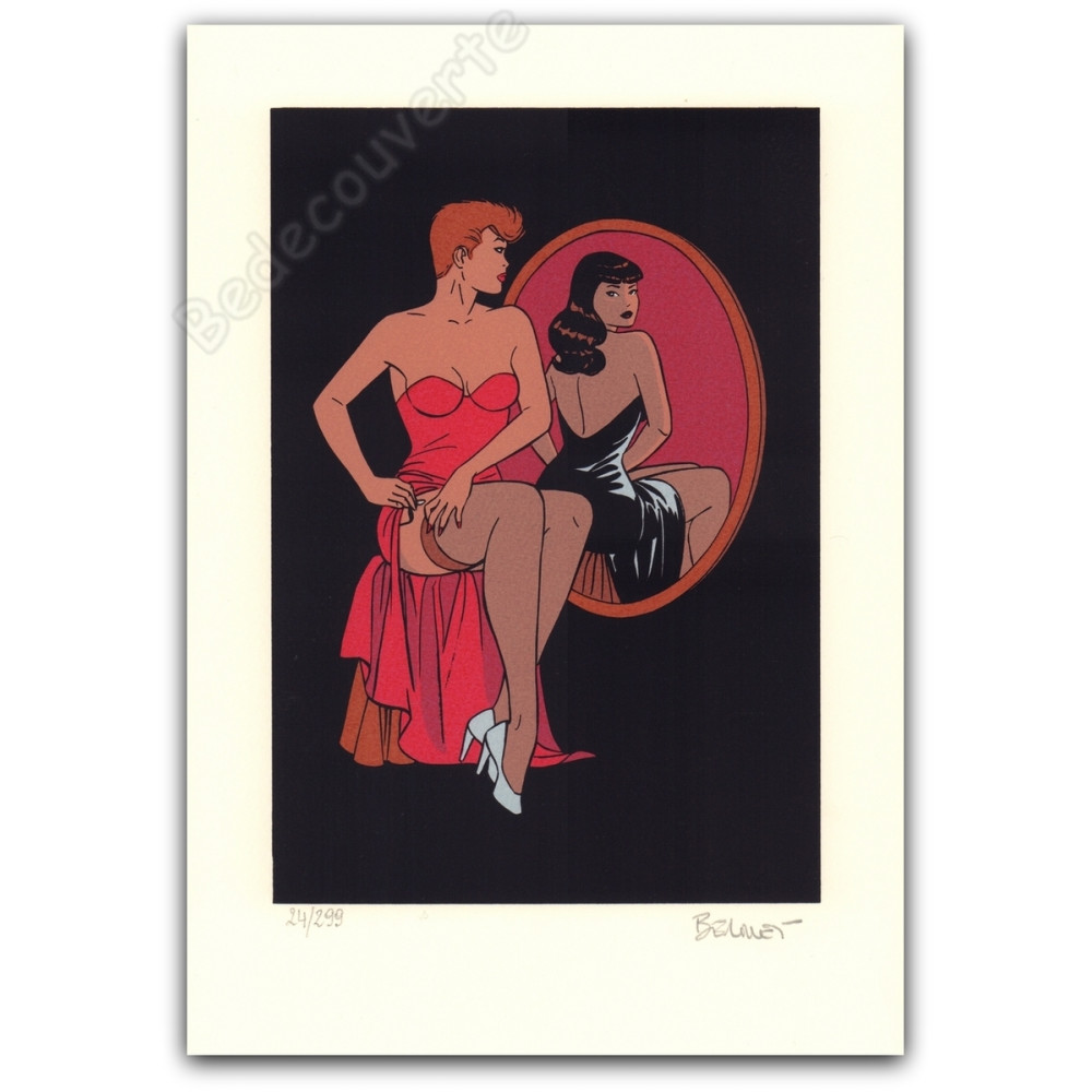 Berthet - Pin-up Robe Rouge Miroir