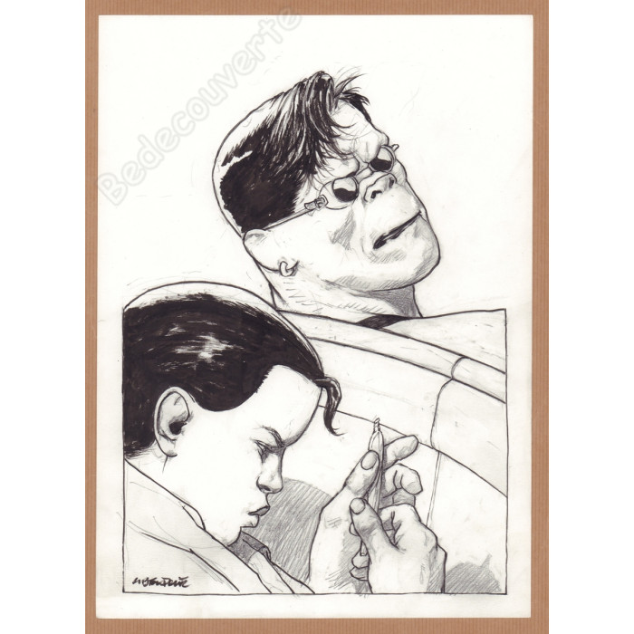 Liberatore Tanino - Dessin Original Portrait RanXerox & Lubna