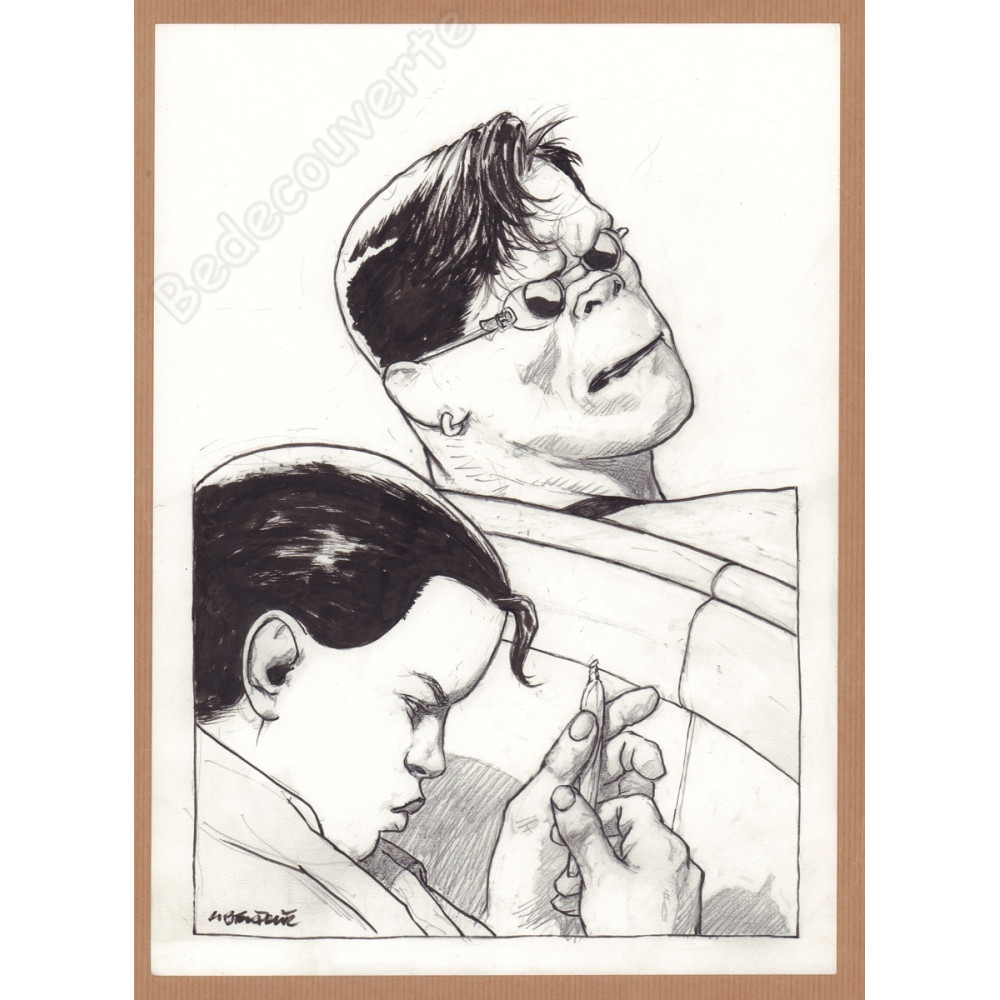 Liberatore Tanino - Dessin Original Portrait RanXerox & Lubna