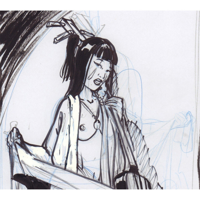 Hub - Dessin Original Geisha Et Son Chat