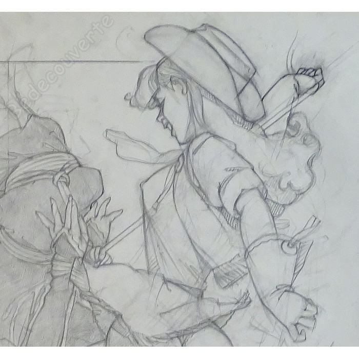Michetz - Crayonné Original A califourchon Cowgirl