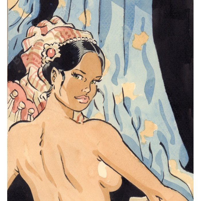 Meynet Félix - Dessin original Hommage à La Grande Odalisque
