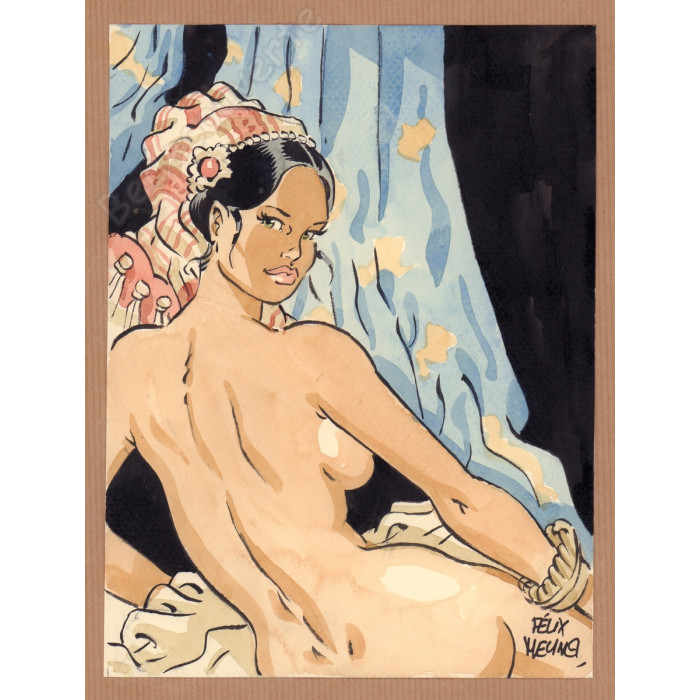 Meynet Félix - Dessin original Hommage à La Grande Odalisque