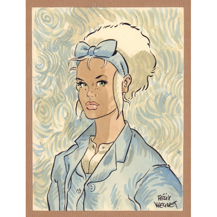 Meynet Félix - Dessin original Mirabelle Hommage à Van Gogh