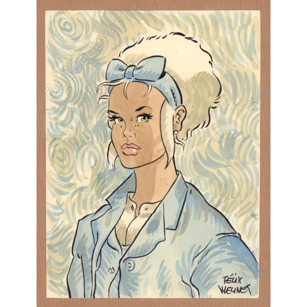 Meynet Félix - Dessin original Mirabelle Hommage à Van Gogh