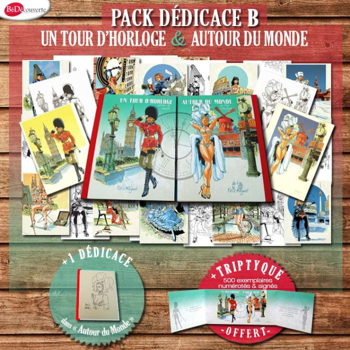 Meynet - Pack B Portfolios Un tour d'horloge DEDICACÉ + Autour du monde 10 ans Bédécouverte