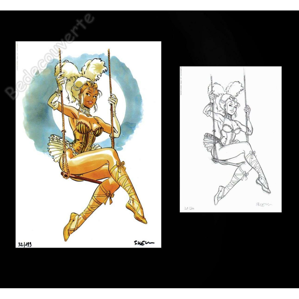 Meynet - Pin-up Balançoire 2017 Duo d'ex-libris Meynet - Pin-up Balançoire 2017 Duo d'ex-libris