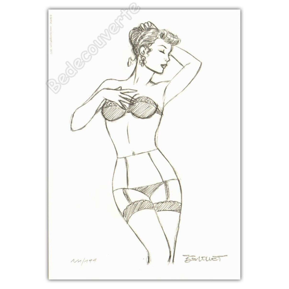 Berthet - Les pin-up Main sur poitrine 