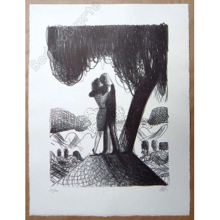 Mattotti - Lithographie Les amants sous l'arbre