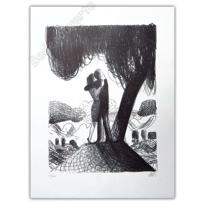 Mattotti - Lithographie Les amants sous l'arbre