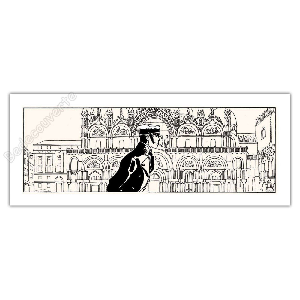 Pratt - Sérigraphie Corto à Venise Fable de Venise 20x50 cm