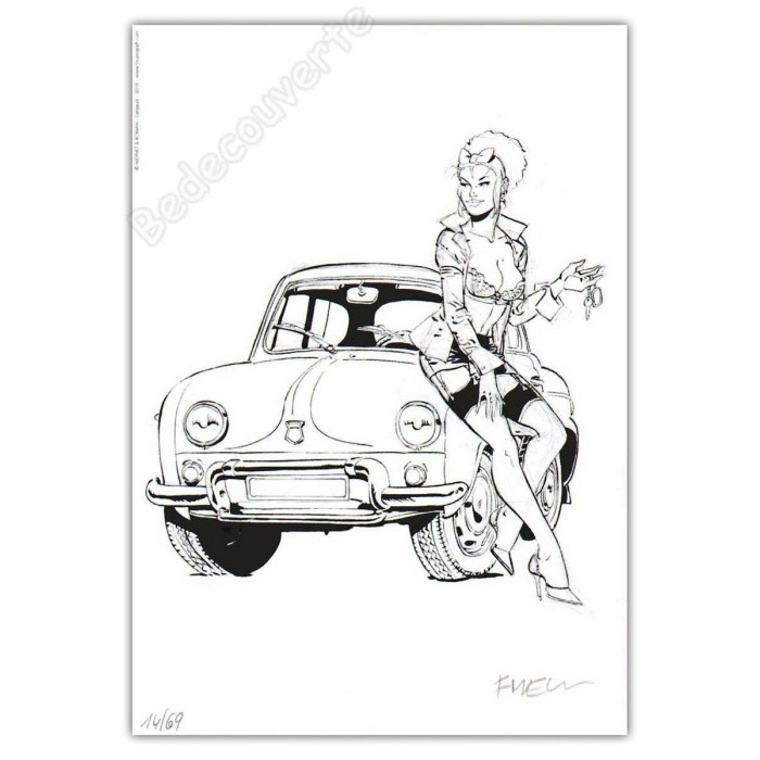 Meynet - Pin-up Mirabelle Renault Dauphine 2018 Duo d'ex-libris