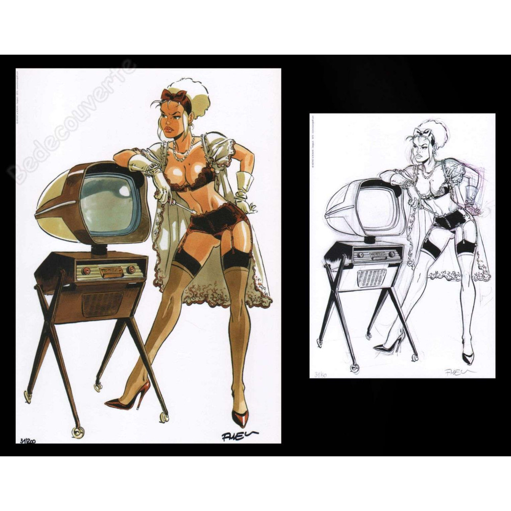 Meynet - Pin Up Télévision Duo d'ex-libris spécial Angoulême 2016