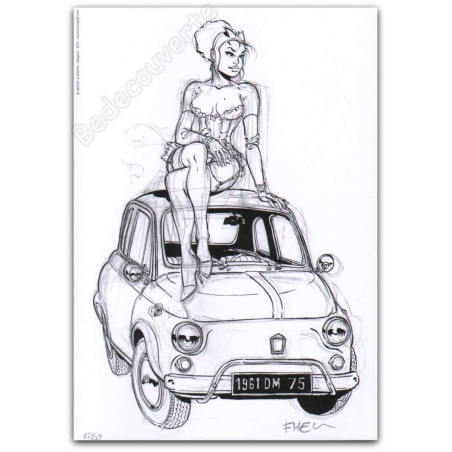 Meynet - Pin Up Fiat 500 Duo d'ex-libris spécial Angoulême 2016