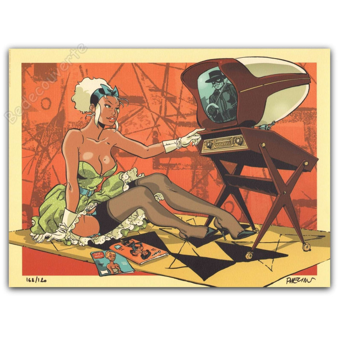 Meynet - Pin up Mirabelle devant la télévision Zorro