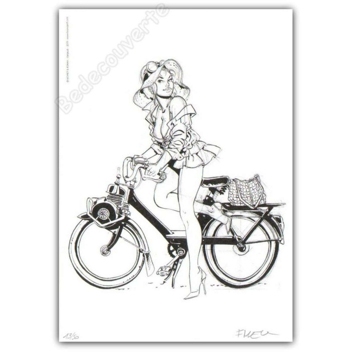 Meynet - Pin-up Mirabelle Vélo Solex 2019 Duo d'ex-libris