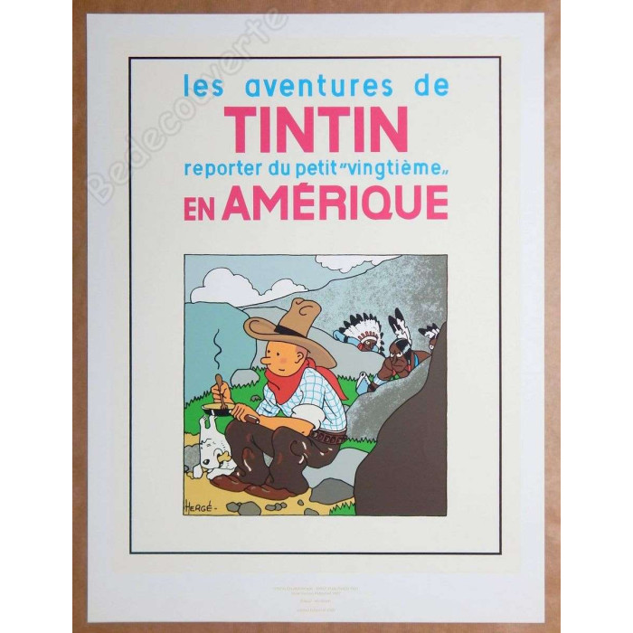 Hergé - Tintin en Amérique Petit Vingtième Sérigraphie