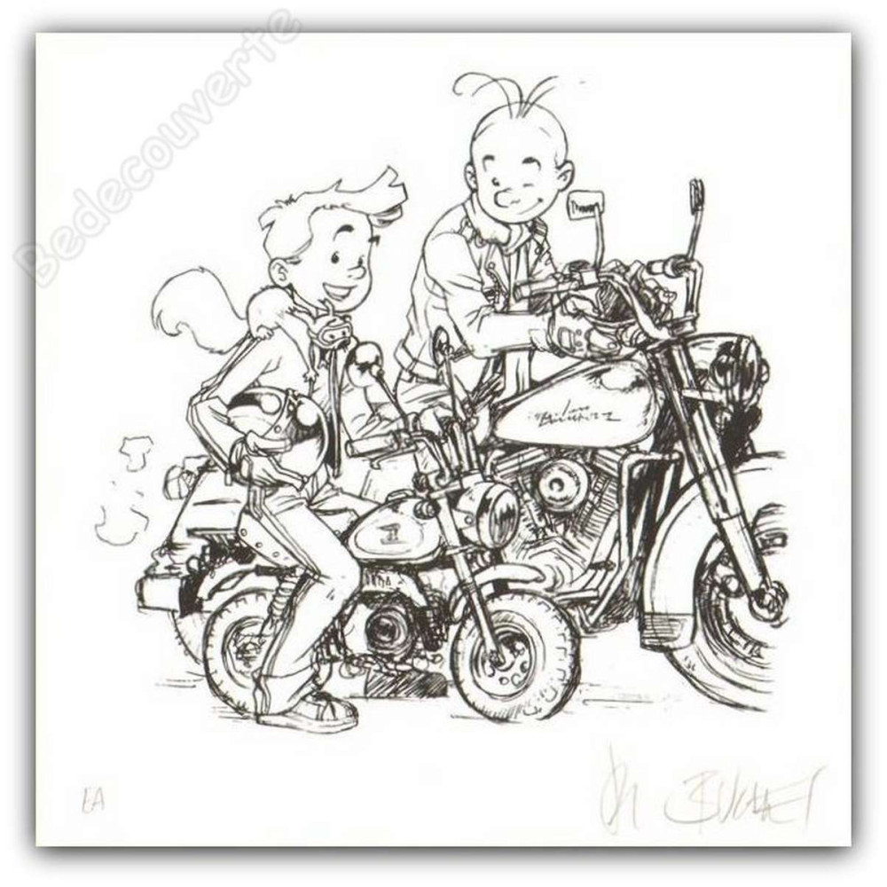 Buchet - Hommage à Spirou et Fantasio Moto NB