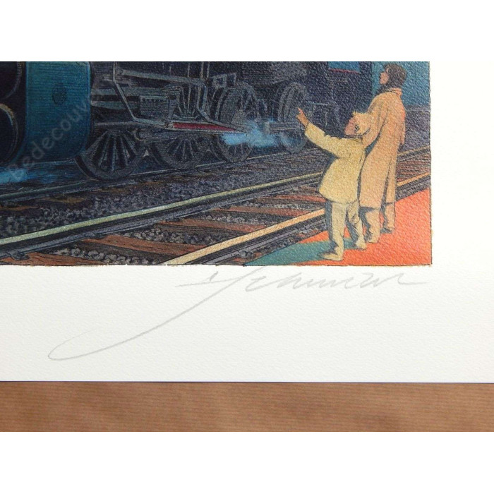 François Schuiten - La Type 29 Train Entrée en gare de Schaerbeek signée