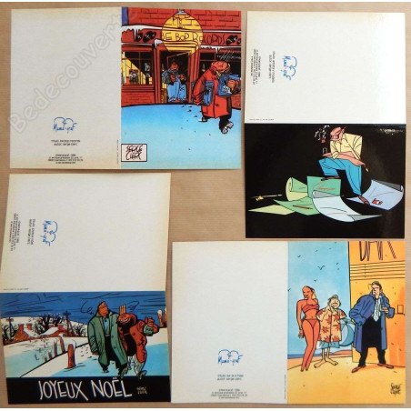 Serge Clerc - Lot de 4 cartes postales de 1988 Mama-graf