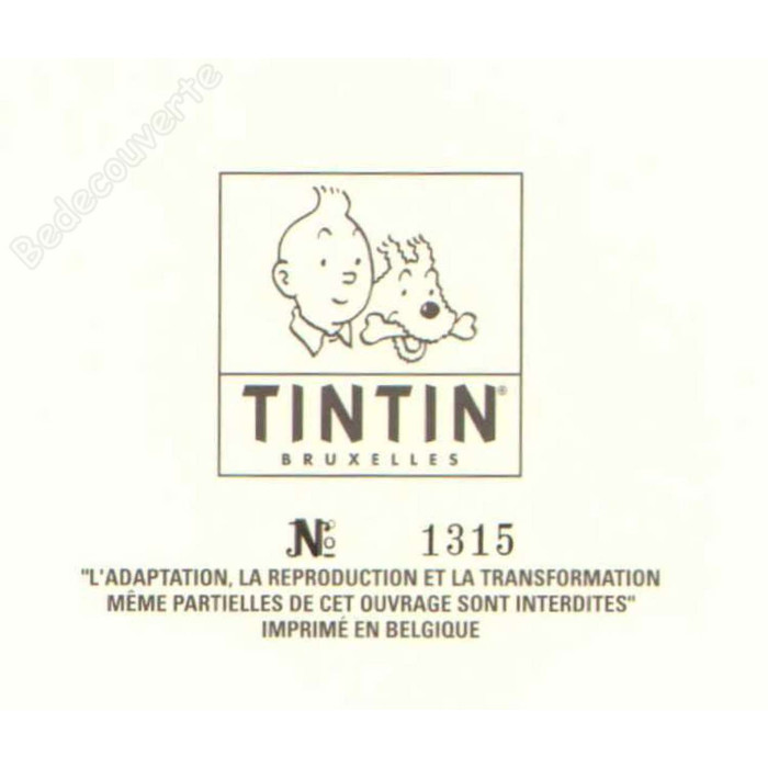 Hergé - Tintin Entrée Temple du soleil Numérotée