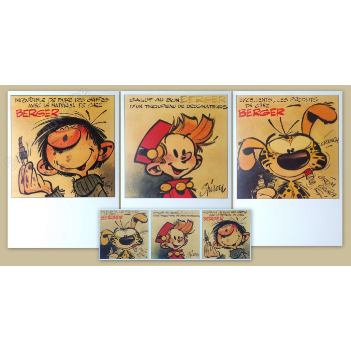 Franquin - Trio collector d'affiches Spirou Marsupilami Gaston + Triptyque