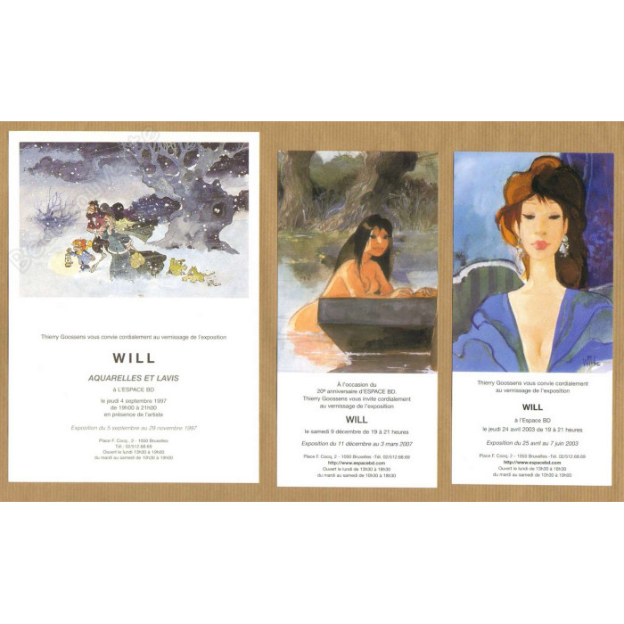 Will - Lot 3 cartes invitation Espace BD 1997 2003 2007