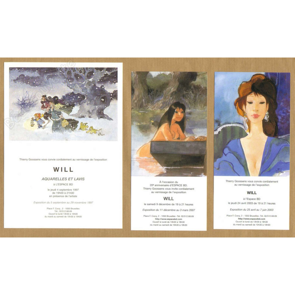 Will - Lot 3 cartes invitation Espace BD 1997 2003 2007