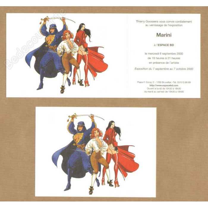 Marini - Lot 1 carte invitation et 1 image Espace BD