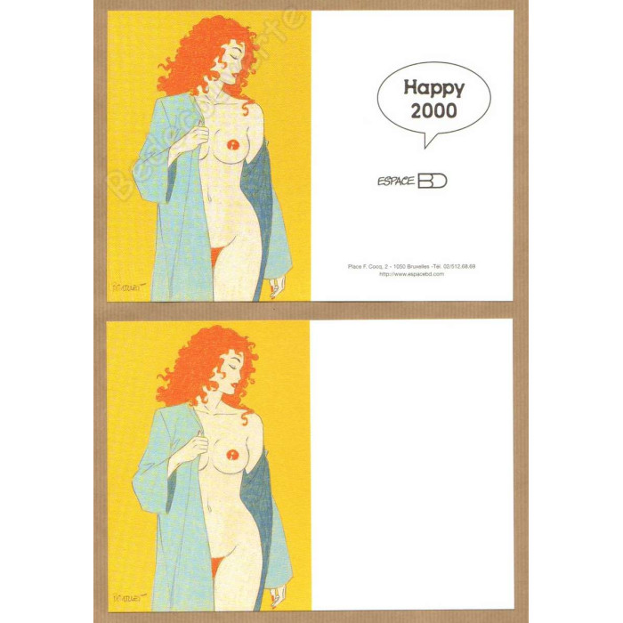 Berthet - Lot 2 cartes Pin-up Espace BD 2000