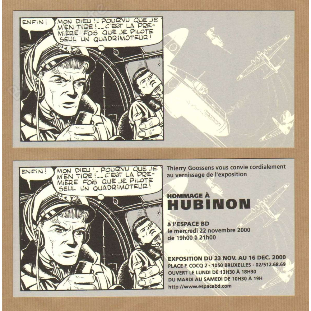 Hubinon - Lot 2 cartes invitation Buck Danny Espace BD 2000