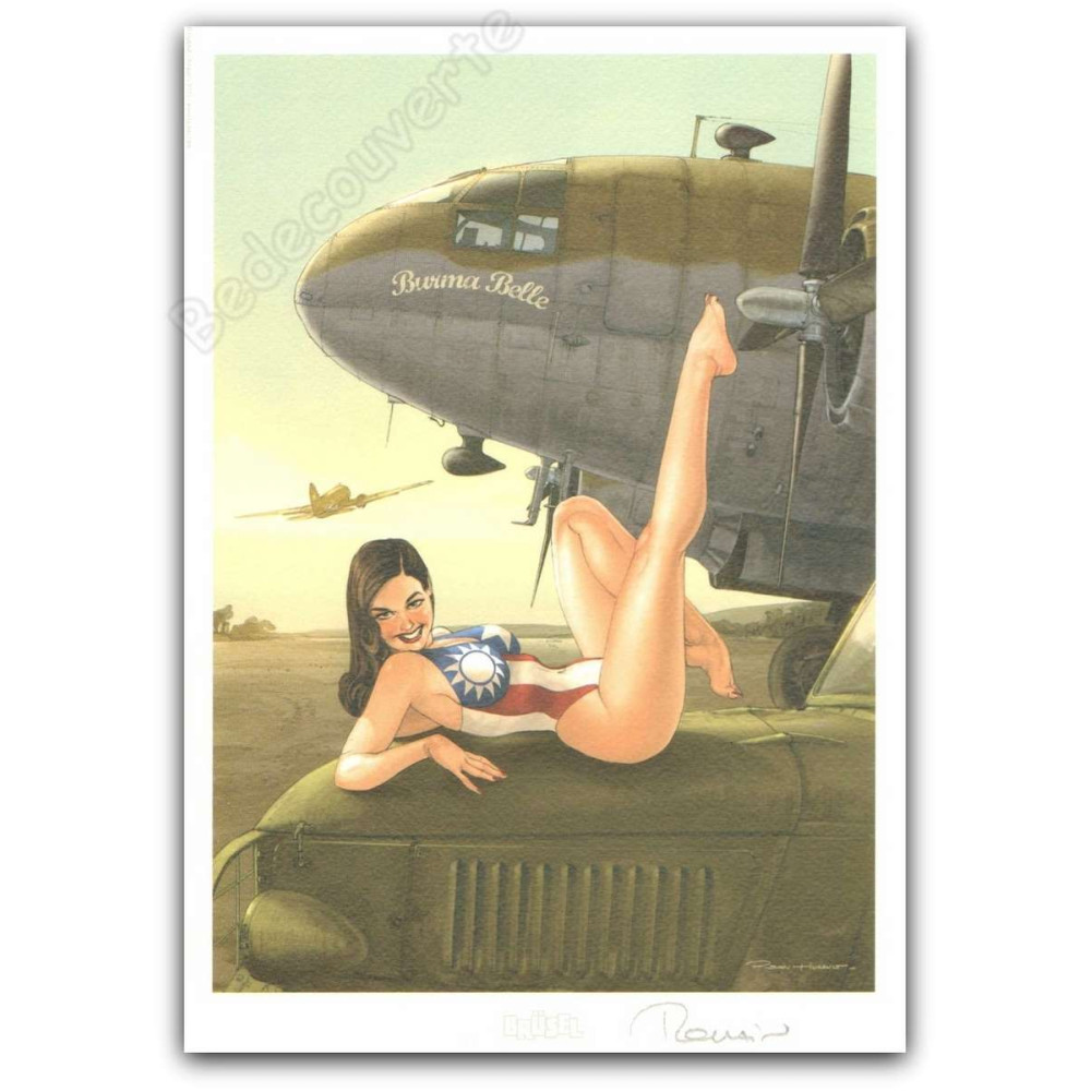 Hugault Romain - Pin Up Aviation Avion Burma Belle