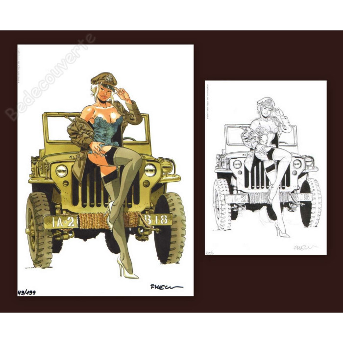 Meynet - Pin-up Mirabelle Jeep Willys 2020 Duo d'ex-libris